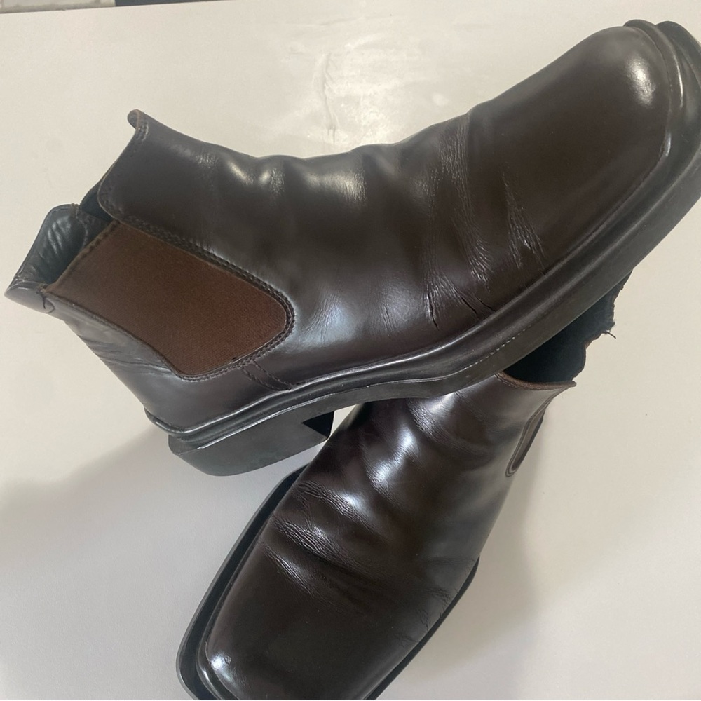 Prada Men Brown Chelsea Leather Ankle Boots Size 7.5  Retail $1190 - Picture 8 of 16